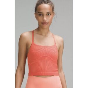 Lululemon Strappy  seamless yoga Tank Top Sz 10 Solar Orange With Shelf Bra